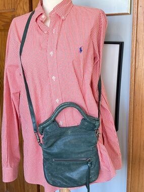 Foley & Corinna Disco City Mini Teal Green Blue Leather Fold over convertible